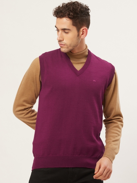 

Monte Carlo Men Magenta Solid Sweater Vest