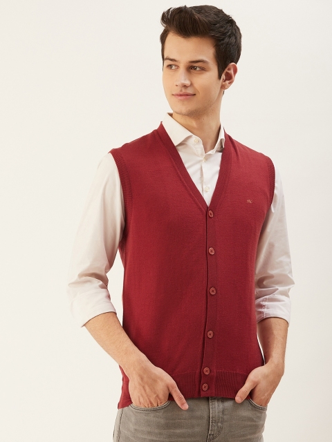 

Monte Carlo Men Red Solid Cardigan