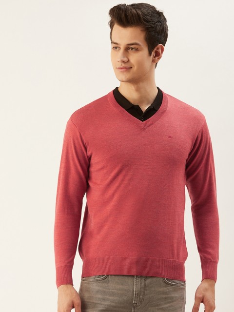 

Monte Carlo Men Pink Solid Pullover Sweater