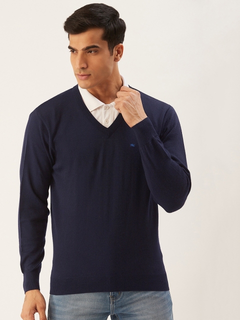 

Monte Carlo Men Navy Blue Woollen Solid Pullover Sweater