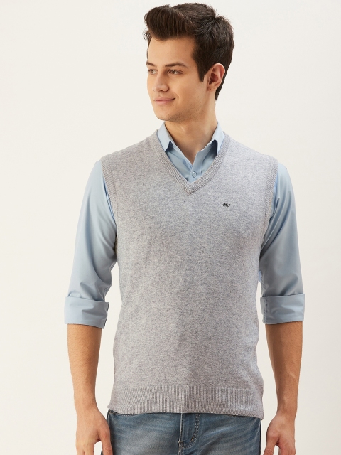 

Monte Carlo Men Grey Melange Solid Sweater Vest
