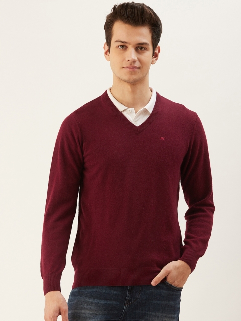 

Monte Carlo Men Burgundy Solid Pullover Sweater