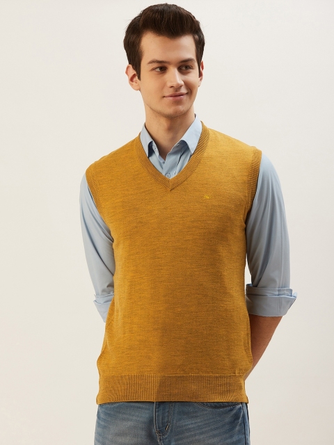 

Monte Carlo Men Mustard Yellow Solid Sweater Vest