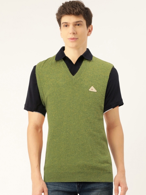 

Monte Carlo Men Green Solid Sweater Vest