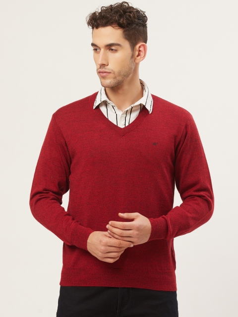 

Monte Carlo Men Red Solid Pullover Woollen Sweater