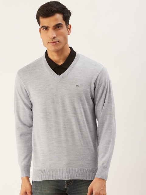 

Monte Carlo Men Grey Melange Woollen Solid Pullover Sweater
