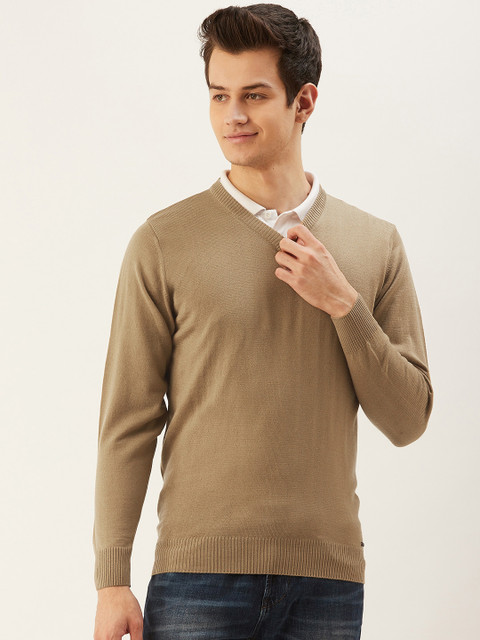 

Monte Carlo Men Beige Solid Pullover Sweater