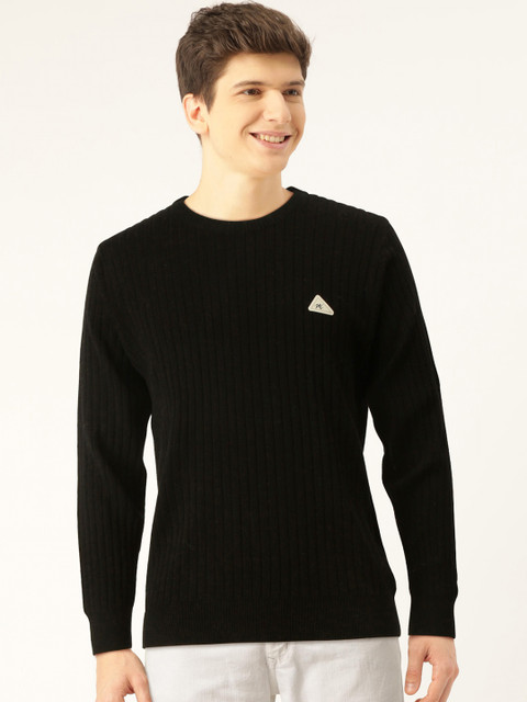 

Monte Carlo Men Black Ribbed Pullover Sweater