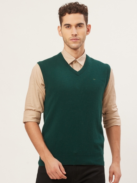 

Monte Carlo Men Green Solid Sweater Vest