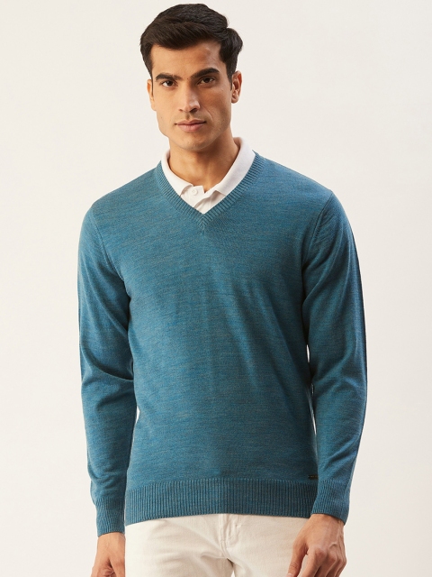 

Monte Carlo Men Teal Blue Solid Pullover Sweater