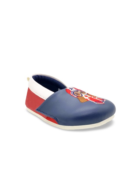 

KazarMax Infant Unisex Navy Blue & Red Puppy Embroidered Tootsies Booties