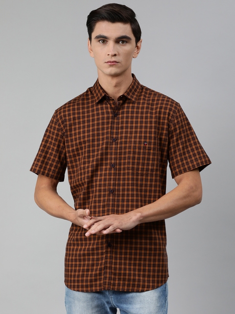 

Louis Philippe Sport Men Orange & Black Slim Fit Checked Casual Shirt