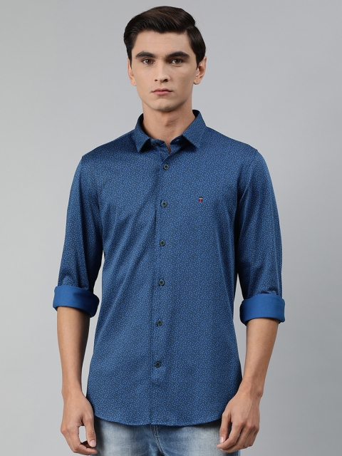 

Louis Philippe Sport Men Blue & Black Super Slim Fit Ditsy Printed Casual Shirt