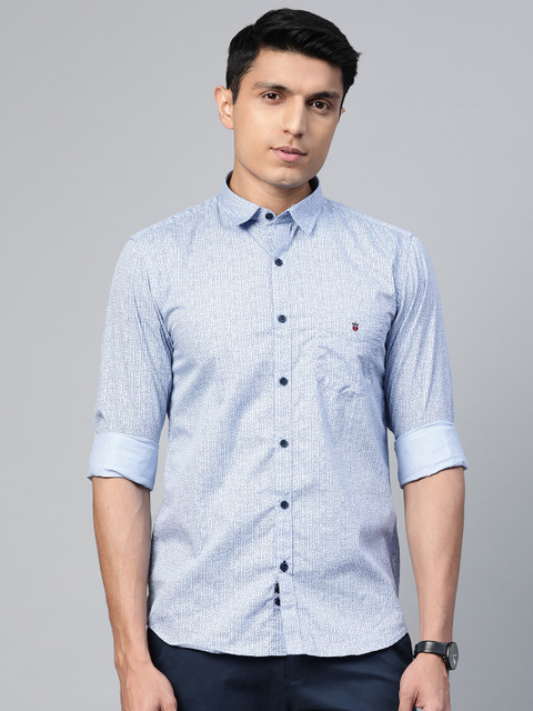

Louis Philippe Sport Men Blue & Black Super Slim Fit Printed Casual Shirt