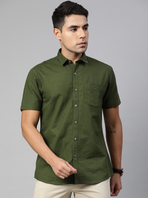 

Louis Philippe Sport Men Olive Green Slim Fit Solid Casual Shirt