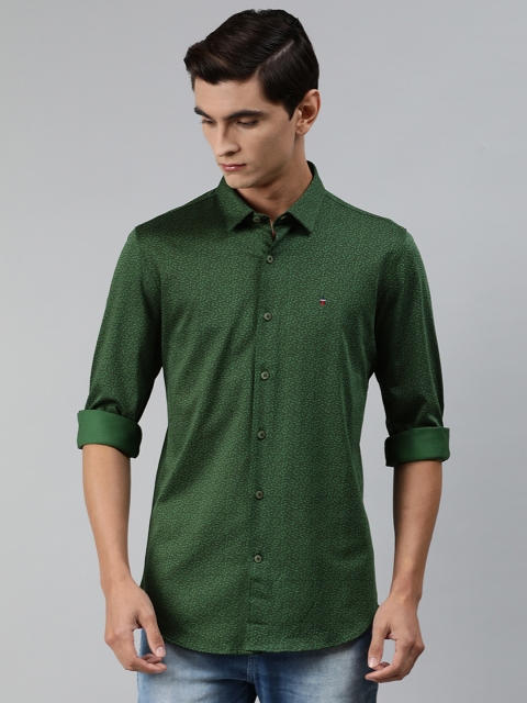 

Louis Philippe Sport Men Green & Black Super Slim Fit Ditsy Printed Casual Shirt