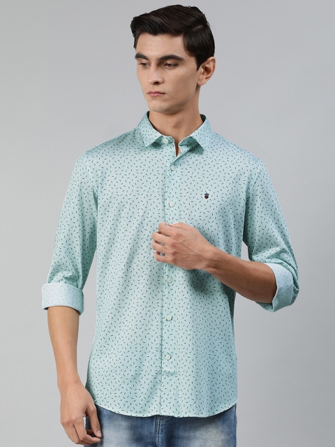

Louis Philippe Sport Men Sea Green Super Slim Fit Micro Printed Casual Shirt