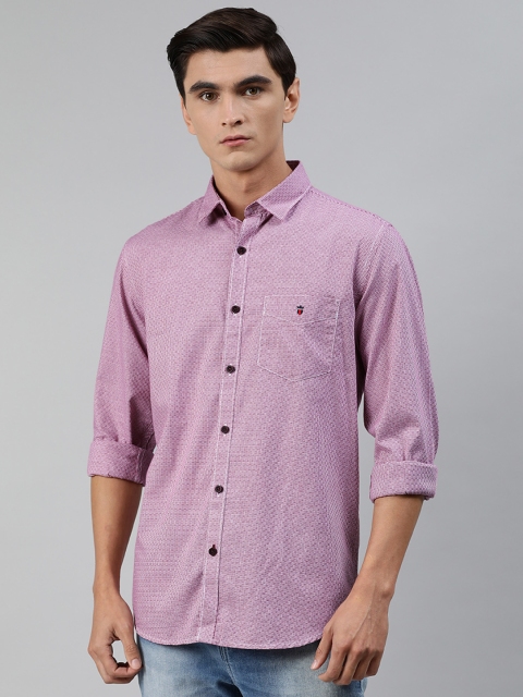 

Louis Philippe Sport Men White & Maroon Super Slim Fit Self Design Casual Shirt