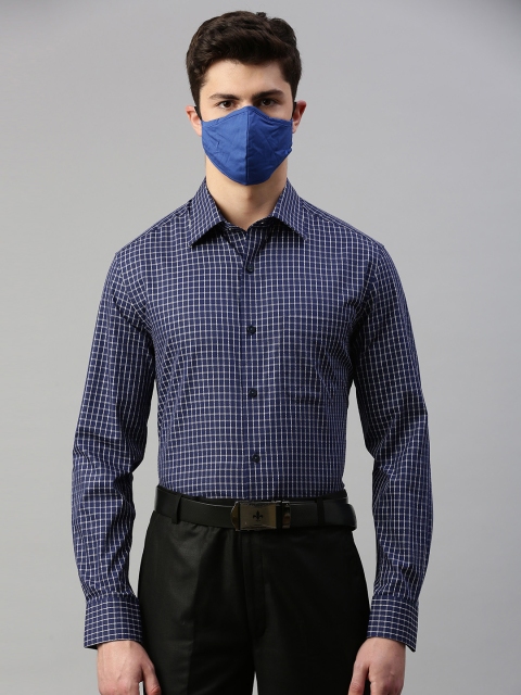 

Louis Philippe Men Navy Blue White Classic Fit Checked Formal Shirt