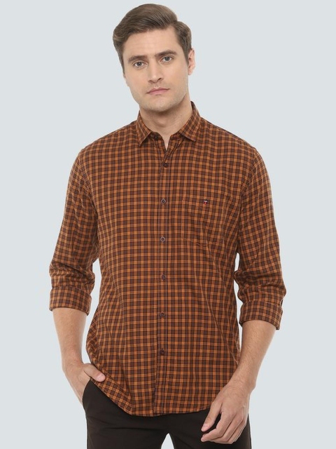 

Louis Philippe Sport Men Brown & Yellow Slim Fit Checked Casual Shirt