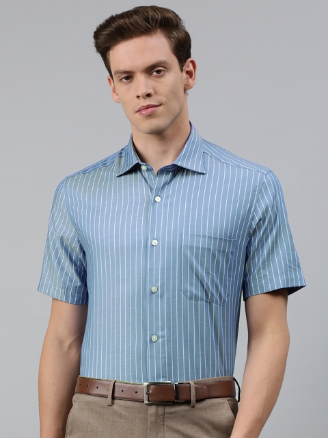 

Louis Philippe Men Blue & White Regular Fit Striped Formal Shirt