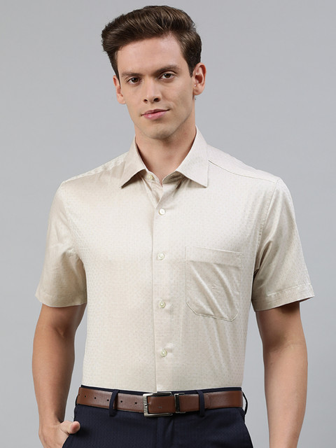 

Louis Philippe Men Beige Classic Fit Self Design Formal Shirt