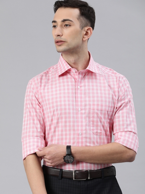

Louis Philippe Men Pink & White Regular Fit Checked Casual Shirt