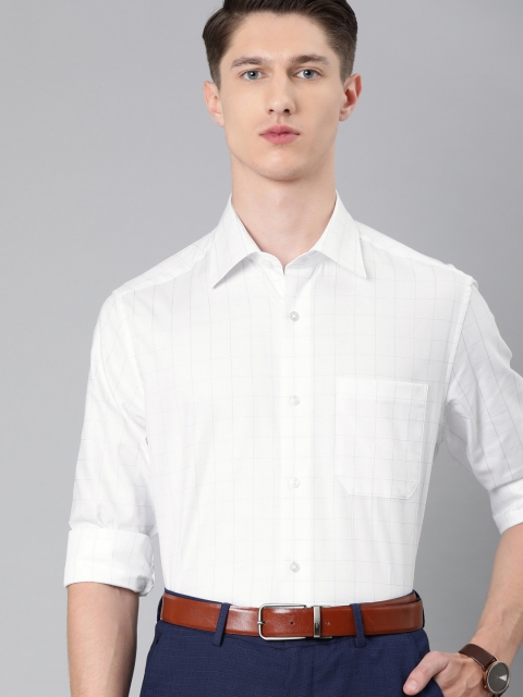 

Louis Philippe Men White & Blue Classic Fit Checked Formal Shirt