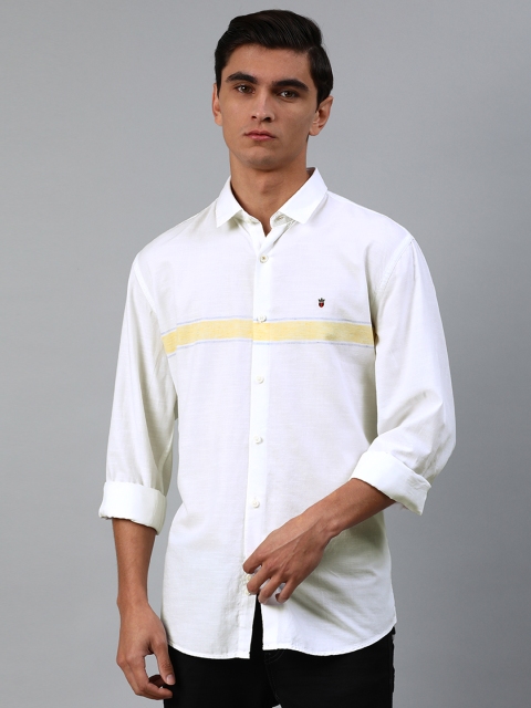 

Louis Philippe Sport Men Off-White & Yellow Slim Fit Striped Casual Shirt