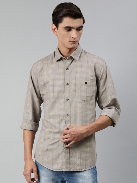 

Louis Philippe Sport Men Grey & Yellow Slim Fit Checked Cotton Linen Casual Shirt
