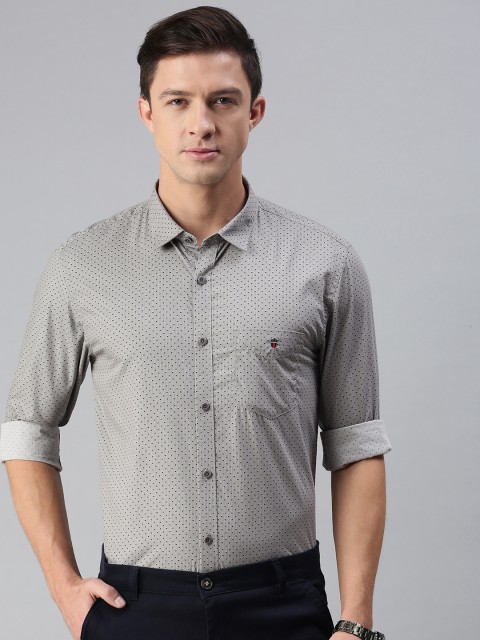

Louis Philippe Sport Men Grey & Black Super Slim Fit Printed Smart Casual Shirt