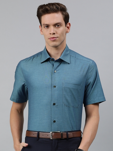 

Louis Philippe Men Teal Blue Classic Fit Solid Formal Shirt