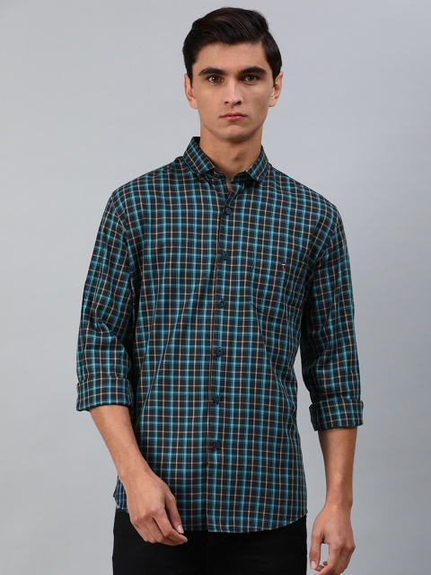 

Louis Philippe Sport Men Navy Blue & Beige Slim Fit Checked Casual Shirt