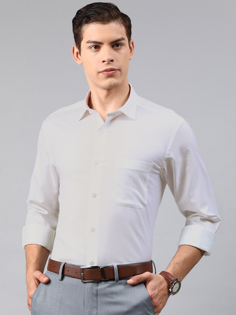 

Louis Philippe Men White Slim Fit Self Design Formal Shirt