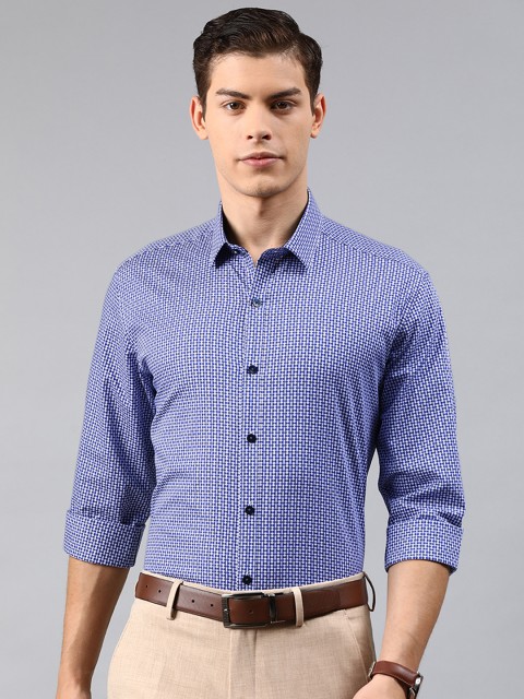 

Louis Philippe Men Blue & White Slim Fit Printed Formal Shirt
