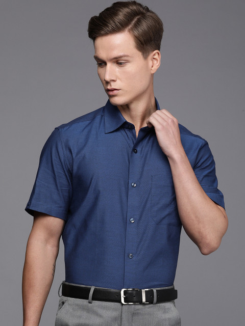 

Louis Philippe Men Navy Blue Solid Formal Shirt