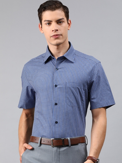

Louis Philippe Men Blue & Black Classic Fit Checked Formal Shirt