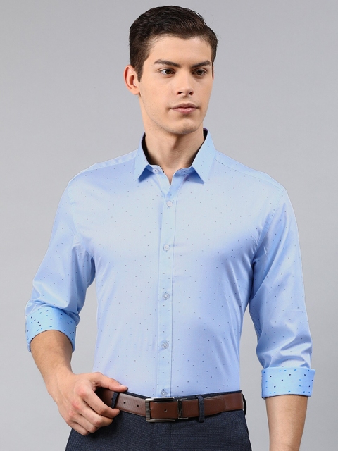 

Louis Philippe Men Blue Slim Fit Self Design Formal Shirt