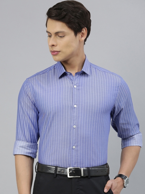 

Louis Philippe Men Blue & White Slim Fit Striped Formal Shirt