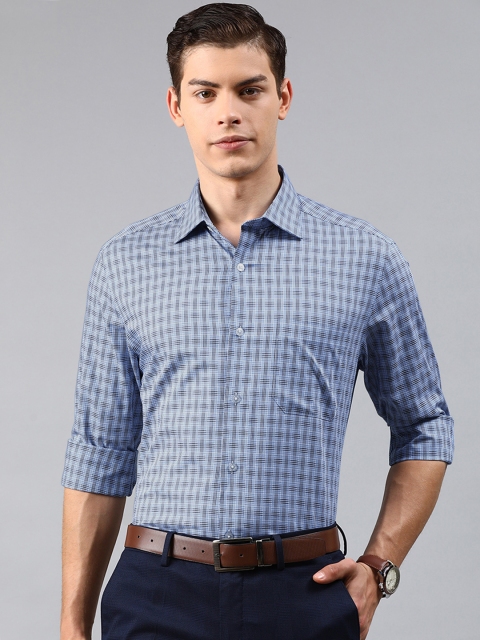 

Louis Philippe Men Blue & Black Classic Fit Checked Formal Shirt