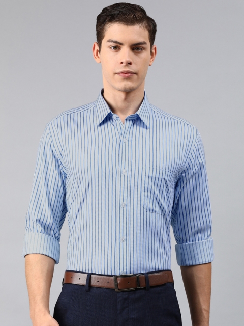 

Louis Philippe Men Blue Slim Fit Striped Formal Shirt