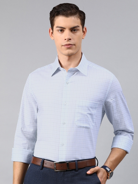 

Louis Philippe Men White & Blue Regular Fit Checked Formal Shirt