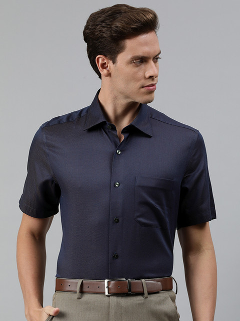 

Louis Philippe Men Navy Blue Classic Fit Self Design Formal Shirt