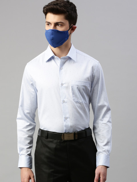 

Louis Philippe Men Blue Classic Fit Printed Formal Shirt