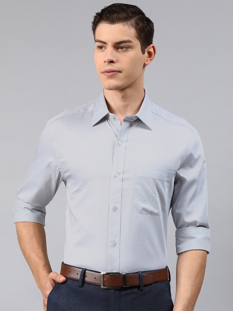 

Louis Philippe Men Grey Regular Fit Self-Checked Formal Shirt