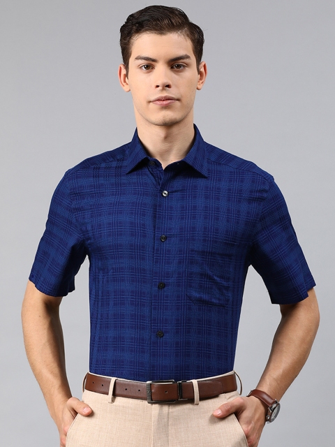 

Louis Philippe Men Navy Blue Classic Fit Checked Formal Shirt