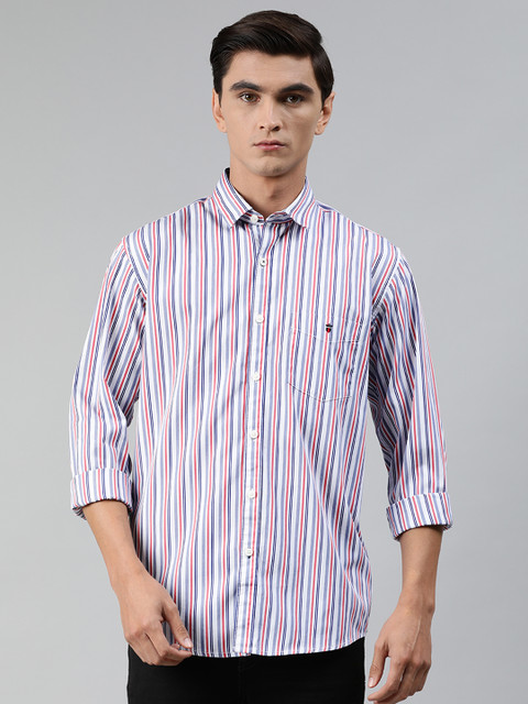 

Louis Philippe Sport Men White & Blue Slim Fit Striped Casual Shirt
