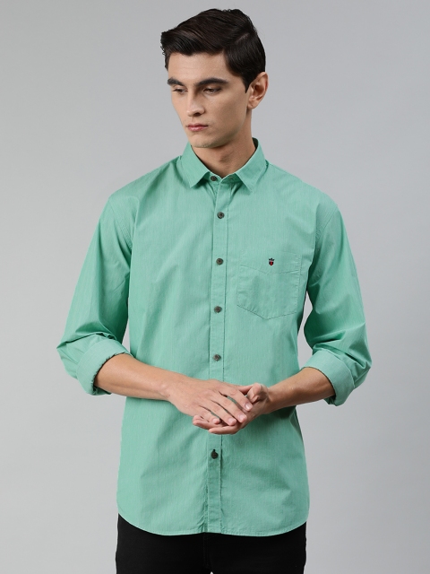 

Louis Philippe Sport Men Green Slim Fit Self Design Longline Casual Shirt