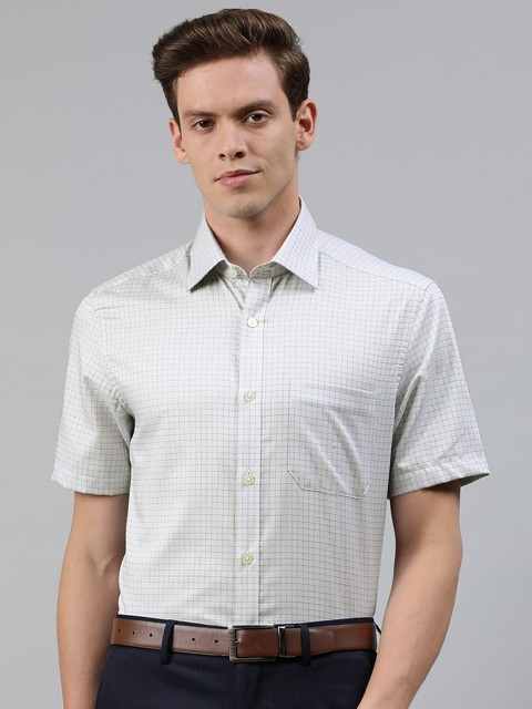 

Louis Philippe Men Grey & Blue Classic Fit Checked Formal Shirt
