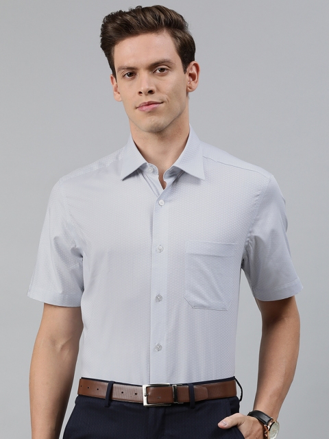 

Louis Philippe Men Grey Classic Fit Self Design Formal Shirt